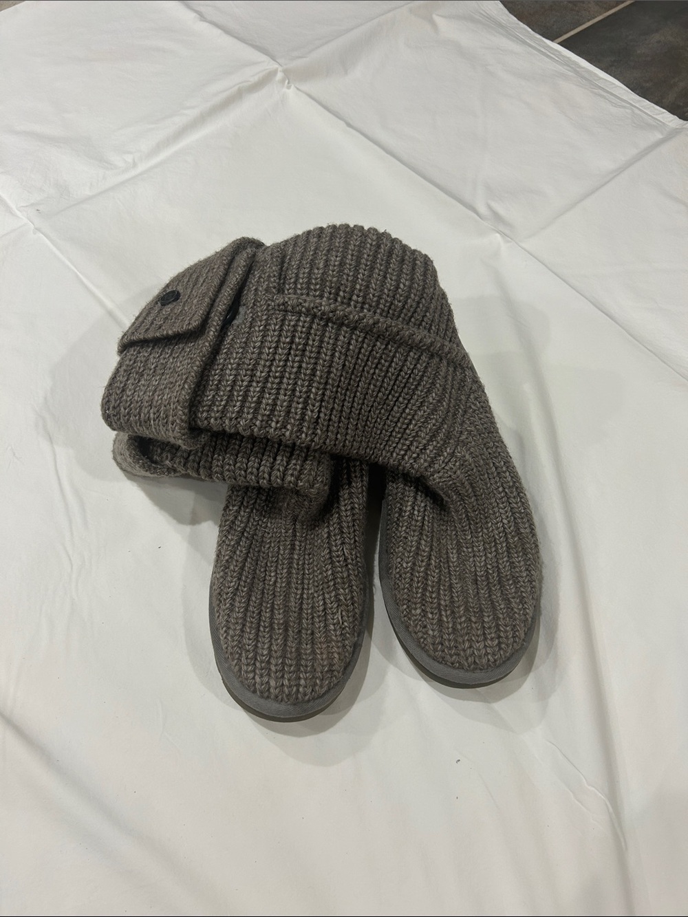 UGG Ribbed Knit Slipper Boots in Taupe